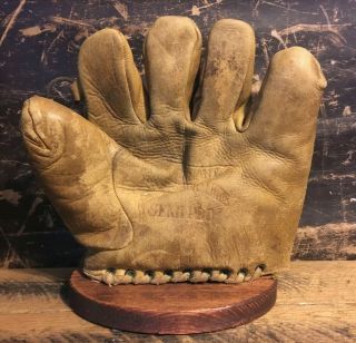 1930s Pennant Semi Pro Tunnel Loop Vintage Baseball Glove Mitt Old Antique