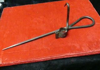 Antique Iron Mining Miners Candle Stick Holder Sticking Tommy Signed Russell