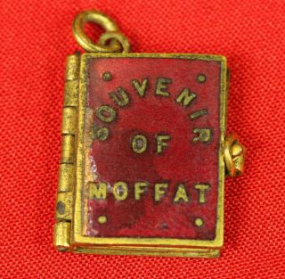 Moffat - Antique Miniature Enamel Photo Book Souvenir Charm Pendant Circa 1900’s