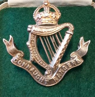Ww1 Connaught Rangers Cap Badge Silvered Officers Cap Badge Rare