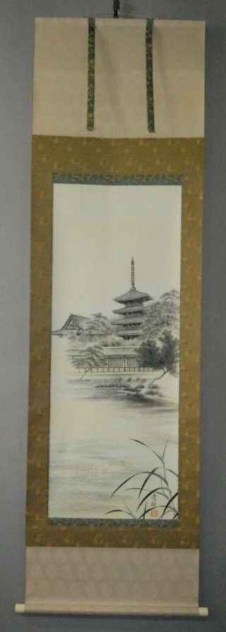 Hanging Scroll Kakejiku | Horyu - Ji Temple : Pagoda Painting By Keiichirou 750