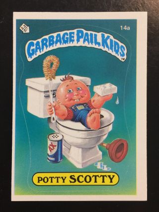 1985 Garbage Pail Kids 1st Series 1 Potty Scotty 14a Rare Glossy 2 - Back - Twt