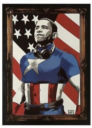 Mr Brainwash Barack Obama Captain America Poster Print Art Basel Rare Pop Art