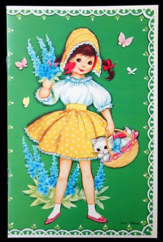 Spring Flowers & Kiten - Un - Cut Paper Doll Book Carlsen Denmark C1975