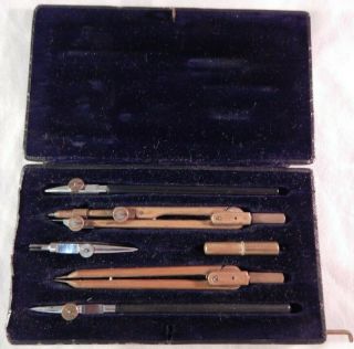 Antique Drafting Kit E.  O.  Richter & Co Pracision 6 Piece