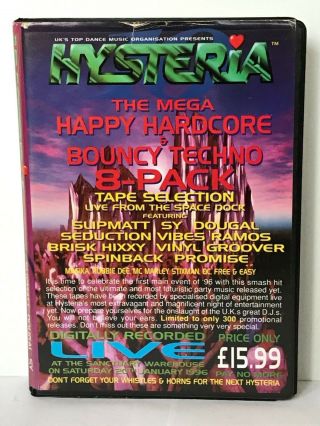 Hysteria 10 @ The Sanctuary Hardcore / Techno Rave 8 Tape Pack Very Rare 1996