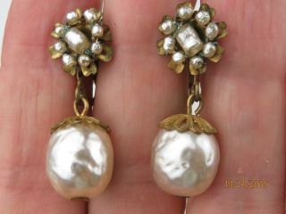 Rare Vintage Signed Miriam Haskell Baroque Pearls Earrings