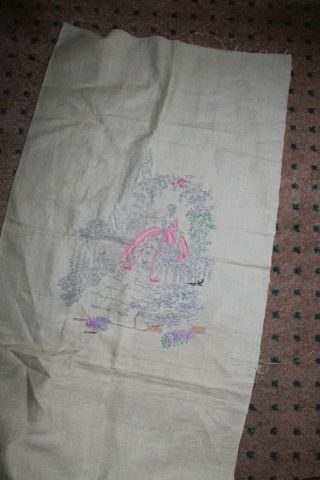 Vintage Crinoline Lady Linen Picture Panel/cushion Etc Ready Embroider/complete