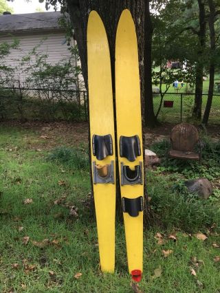 Rare Yellow Vintage Cypress Gardens Wood Water Skis &/or Slalom