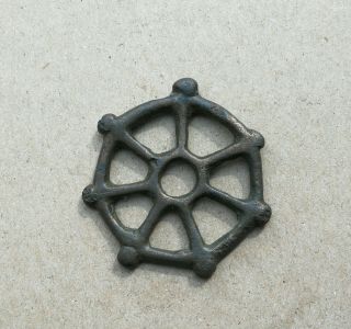 Ancient Viking Bronze Large Pendant Amulet " Wheel Of Fortune " Great Save Rare