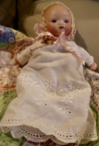 Antique Rare Tiniest Size 5 " German Bisque Am Dream Baby Doll W/original Outfit