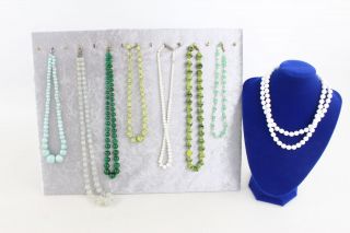 8 X Vintage & Antique Glass Bead Necklaces Peking Glass,  Kitsch,  Deco