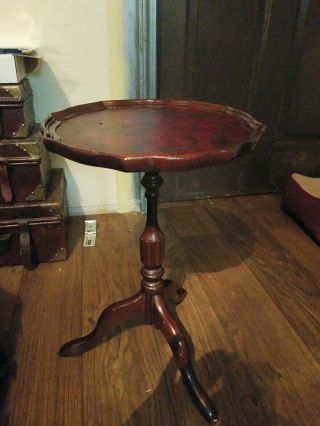 Vintage Bombay Company,  Inc.  Plant Stand Wood Red Cherry Leather Top 20 "