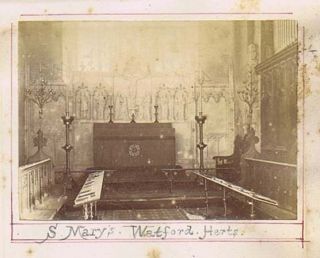 Watford Interior Of St Marys Church - Antique Albumen Photograph C1880