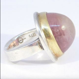 RARE Vintage Karl Lee Pink Tourmaline Ring Sterling Silver 22kGold Studio Signed 2