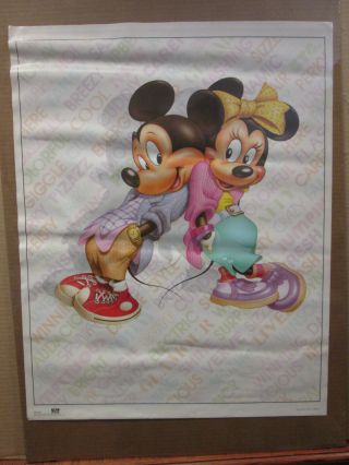 Vintage Mickey And Minnie Walt Disney Cartoon Poster 9680