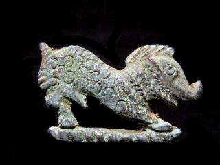 Rare Roman Bronze Zoomorphic Wild Boar Fibula,  Top,