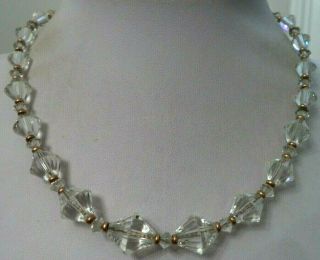 Stunning Antique Estate Signed Simmons Art Deco Crystal Gf 17 " Necklace G908e