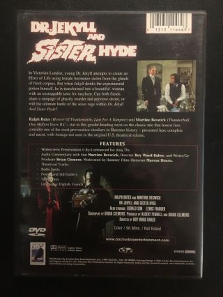 RARE OOP Dr.  Jekyll and Sister Hyde (DVD Anchor Bay 2001) Hammer Beswick 2