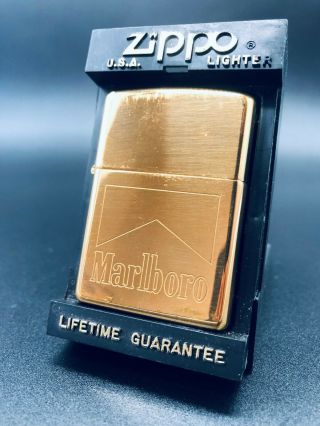 Zippo 1997 Marlboro Etched Promotional Lighter - Solid Brass (very Rare)
