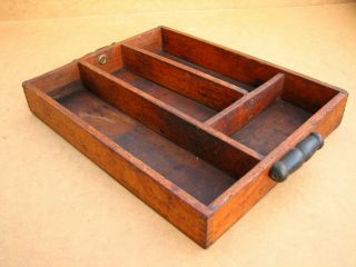 Old Antique Primitive Wooden Wood Cutlery Box Tray Kitchen Salver Rustic 20th