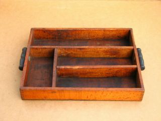 Old Antique Primitive Wooden Wood Cutlery Box Tray Kitchen Salver Rustic 20th 2