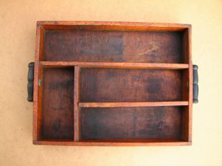 Old Antique Primitive Wooden Wood Cutlery Box Tray Kitchen Salver Rustic 20th 3
