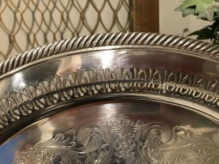 1920s ANTIQUE VINTAGE WM.  ROGERS SILVER PLATE SERVING TRAY 15 inch Round 172 3