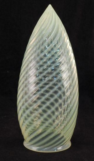 Rare Antique Yellow Swirl Vaseline Glass Lamp Shade Conical Bullet 3.  25 " Fitter