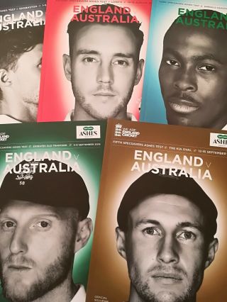 Cricket Ashes 2019 Set Of Five Programmes Rare