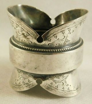 Vintage Silver Plate Engraved Floral Cuff Napkin Ring