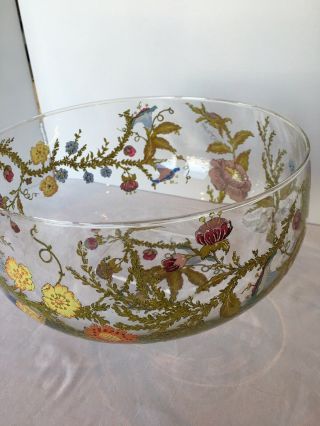 Dorothy Thorpe Hand Painted Floral Salad/ Serving Bowl.  Signed.  Rare.  Immaculate