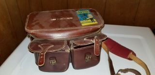 Vtg Bahamas Camera Diamond Gadg - It Bag Case Brown Leather Antique Flip - Top C937