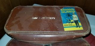 Vtg Bahamas Camera Diamond GADG - IT Bag Case Brown Leather Antique Flip - Top C937 2