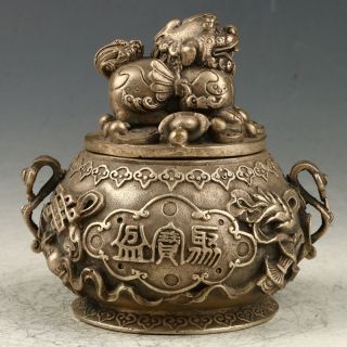 Old Chinese Silvering Copper Hand Carved Incense Burner W Xuande Mark