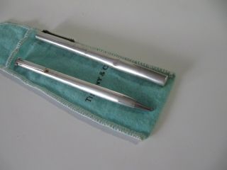 Vintage Set Of 2 Tiffany & Co Sterling Silver T Pens Set With Pouch.
