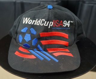 Rare Vintage Adidas World Cup Usa 1994 Arc Spell Out Soccer Snapback Hat Cap 90s