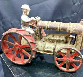 Antique Cast Iron Arcade Toy Tractor By Fordson Rare