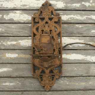 Antique Wall Sconce Lamp Cast Iron Ornate Openwork Beaver Light Switch Monowatt