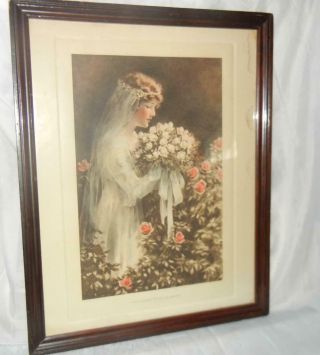 Rare Early Bessie Pease Gutmann " The Fairest Of The Flowers " Framed Print Bride