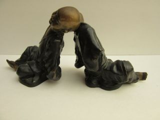 ANTIQUE Boys BUDDHIST MONKS BRONZE BOOKENDS Statues Figure Japan China 3