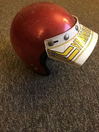 Vintage Early Bell Toptex Red Sparkle Open Face Helmet W Yamaha Visor