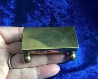 Antique Arts & Crafts Solid Brass Double Stamp Box Stamped
