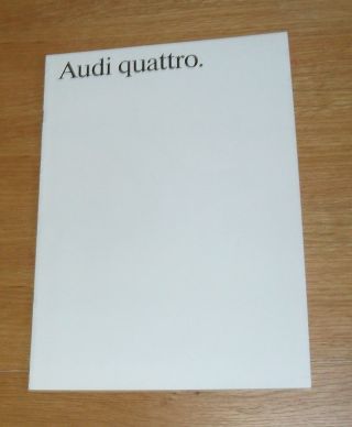 Audi Quattro Ur Coupe Sales Brochure 1986 - 200bhp 5 Cylinder 2.  2 Rare Edition