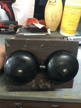 Antique Western Electric Telephone Wooden Double Bell Ringer Box