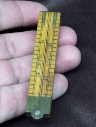 Old Antique Vintage Wood Brass 12 Inch Folding Ruler Number 65 Tool