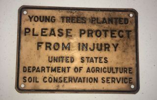 Vintage U.  S.  Department Of Agriculture Metal Sign Rare Trees Planted 8.  5” X 6”
