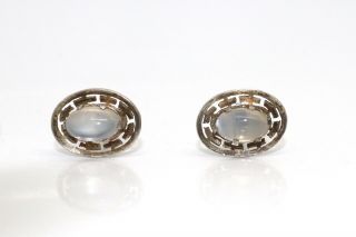 A Great Antique Art Deco Sterling Silver 925 Moonstone Cufflinks 16074