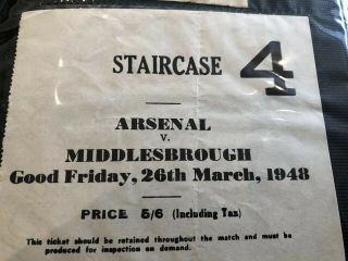 Arsenal - Early Rare Post War Ticket - League V Middlesboro 26th March 1948