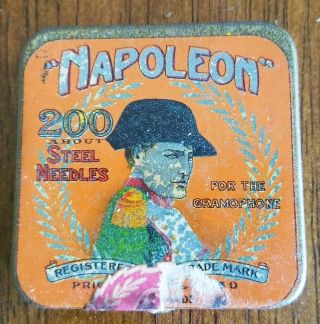 Rare Japanese Gramophone Phonograph Needle Tin,  Napoleon